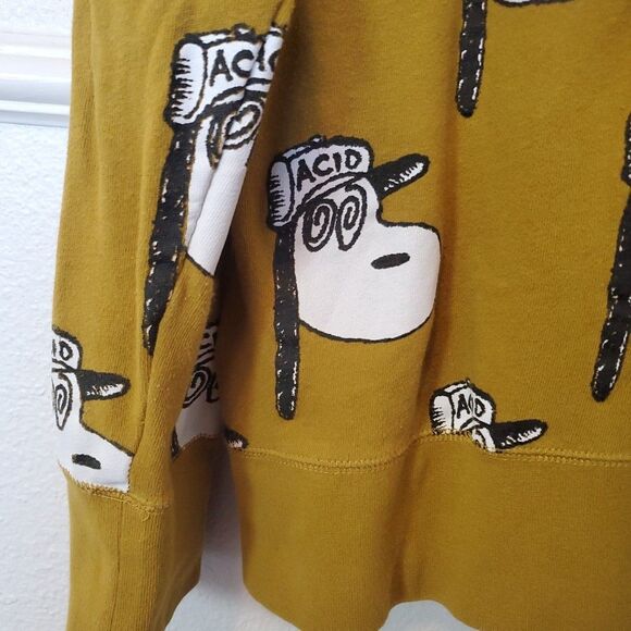 F cking Awesome Snoopy Acid Tee Rare Size XL Yellow Mustard Terry Cloth Inside - Picture 6 of 16